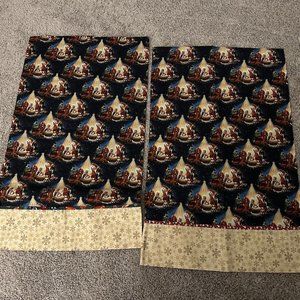 Vintage Pillowcase Pair Nativity Scene Fabric Handmade Christmas Unique